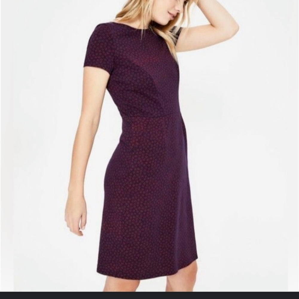 Boden Leah jersey t-shirt dress in navy and maroon size 12